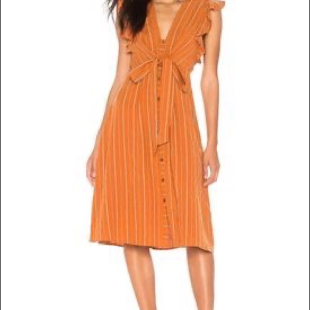 Astr The Label Midi Striped Rust Color Dress - image 1